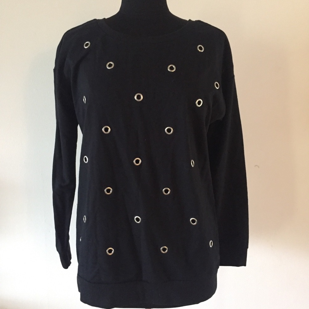 Pullover Sweater with Metal Holes Design